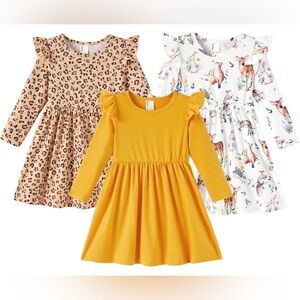3pack Ruffle Sleeve Kids Dress